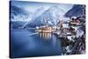 Winter View of Hallstatt, Traditional Austrian Wood Village, UNESCO World Culture Heritage Site. Al-Dzerkach Viktar-Stretched Canvas