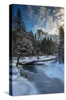 Winter View of Icy Tenaya Creek with Half Dome Mountain Behind, Yosemite National Park, California-Stefano Politi Markovina-Stretched Canvas