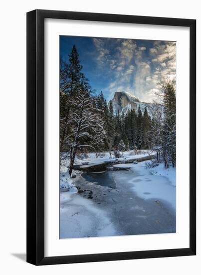 Winter View of Icy Tenaya Creek with Half Dome Mountain Behind, Yosemite National Park, California-Stefano Politi Markovina-Framed Photographic Print