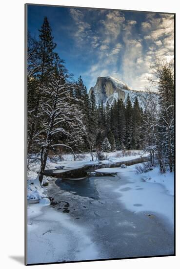 Winter View of Icy Tenaya Creek with Half Dome Mountain Behind, Yosemite National Park, California-Stefano Politi Markovina-Mounted Photographic Print