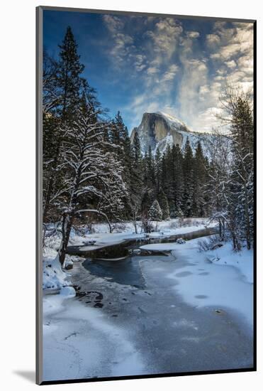 Winter View of Icy Tenaya Creek with Half Dome Mountain Behind, Yosemite National Park, California-Stefano Politi Markovina-Mounted Photographic Print