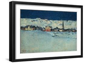 Winter View of Savognino (Savognino Under the Snow)-Giovanni Segantini-Framed Premium Giclee Print