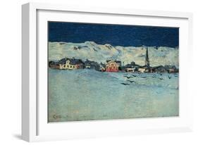 Winter View of Savognino (Savognino Under the Snow)-Giovanni Segantini-Framed Giclee Print