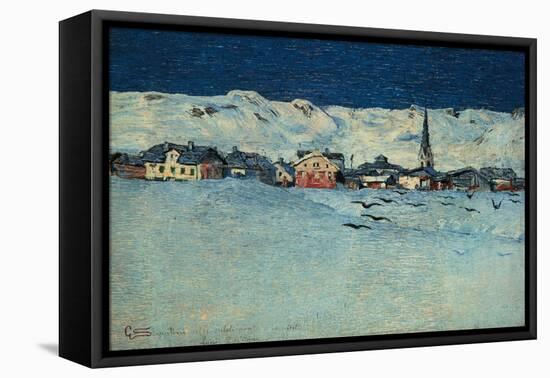 Winter View of Savognino (Savognino Under the Snow)-Giovanni Segantini-Framed Stretched Canvas