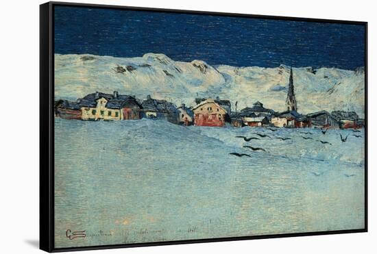 Winter View of Savognino (Savognino Under the Snow)-Giovanni Segantini-Framed Stretched Canvas