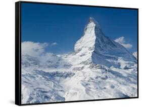 Winter View of The Matterhorn, Blauherd, Zermatt, Valais, Wallis, Switzerland-Walter Bibikow-Framed Stretched Canvas