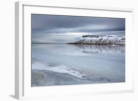 Winter View over a Frozen Lake Towards Snow-Covered Headland Near Grundarfjordur-Lee Frost-Framed Photographic Print