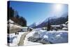 Winter Walking Trail, Klosters, Graubunden, Swiss Alps, Switzerland, Europe-Christian Kober-Stretched Canvas