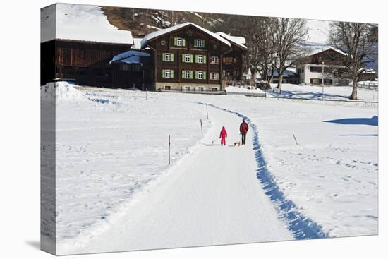 Winter Walking Trail, Klosters, Graubunden, Swiss Alps, Switzerland, Europe-Christian Kober-Stretched Canvas