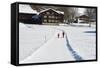 Winter Walking Trail, Klosters, Graubunden, Swiss Alps, Switzerland, Europe-Christian Kober-Framed Stretched Canvas