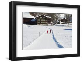 Winter Walking Trail, Klosters, Graubunden, Swiss Alps, Switzerland, Europe-Christian Kober-Framed Photographic Print