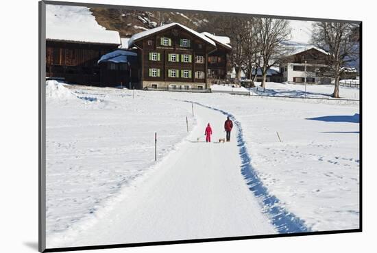 Winter Walking Trail, Klosters, Graubunden, Swiss Alps, Switzerland, Europe-Christian Kober-Mounted Photographic Print