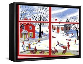 Winter Window - Jack & Jill-Janet Smalley-Framed Stretched Canvas