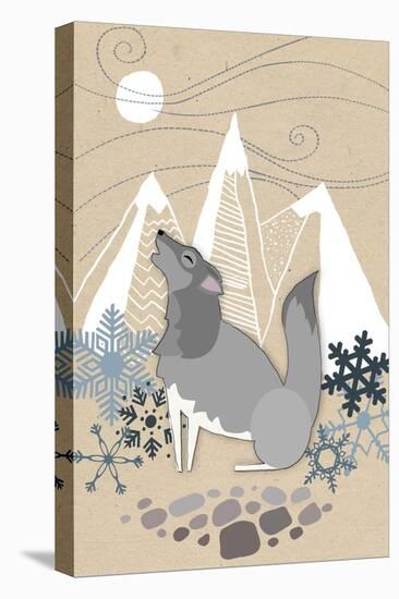Winter Wolf Howling-Lantern Press-Stretched Canvas