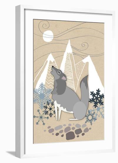 Winter Wolf Howling-Lantern Press-Framed Art Print