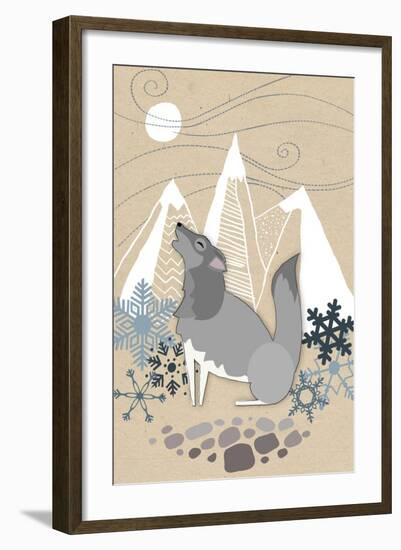 Winter Wolf Howling-Lantern Press-Framed Art Print