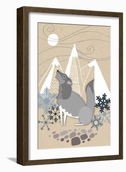 Winter Wolf Howling-Lantern Press-Framed Art Print