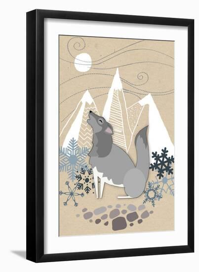 Winter Wolf Howling-Lantern Press-Framed Art Print
