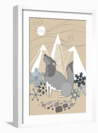 Winter Wolf Howling-Lantern Press-Framed Art Print