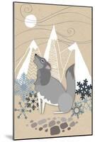 Winter Wolf Howling-Lantern Press-Mounted Art Print