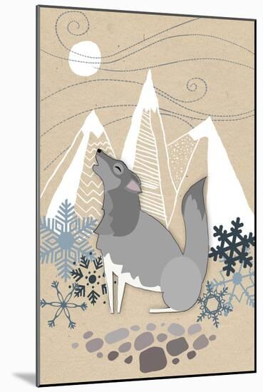 Winter Wolf Howling-Lantern Press-Mounted Art Print