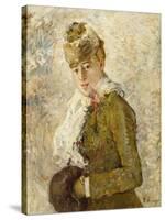Winter (Woman with a Muff), 1880 (Oil on Canvas)-Berthe Morisot-Stretched Canvas