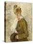 Winter (Woman with a Muff), 1880 (Oil on Canvas)-Berthe Morisot-Stretched Canvas