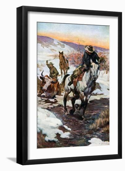 Winter Work for the Cowboys, 1906 (1908-190)-null-Framed Giclee Print