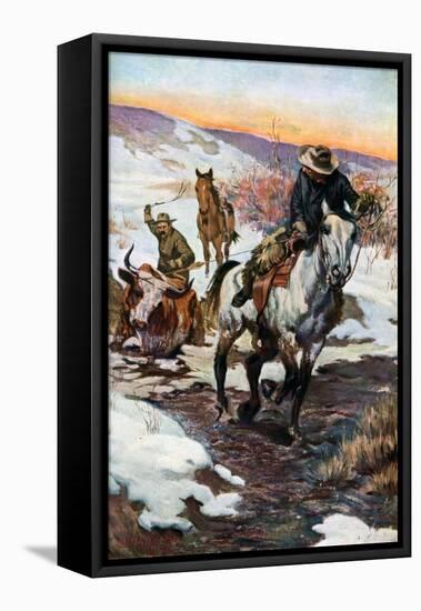 Winter Work for the Cowboys, 1906 (1908-190)-null-Framed Stretched Canvas