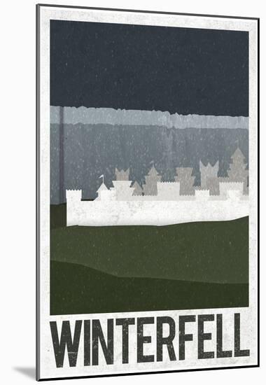 Winterfell Retro Travel Poster-null-Mounted Poster