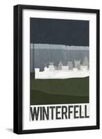 Winterfell Retro Travel Poster-null-Framed Art Print