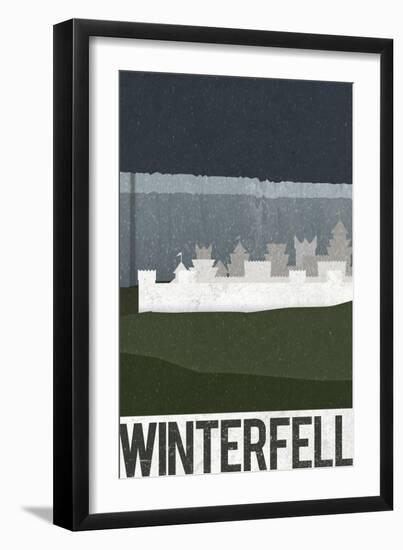 Winterfell Retro Travel Poster-null-Framed Art Print
