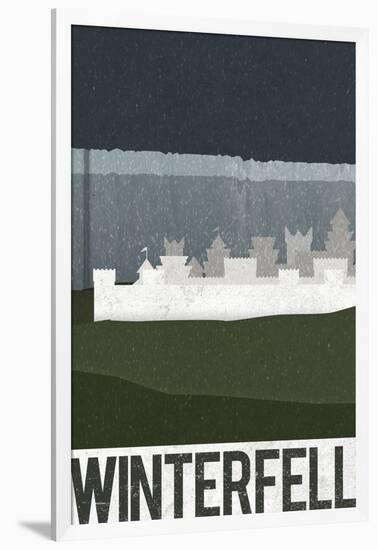 Winterfell Retro Travel Poster-null-Framed Art Print