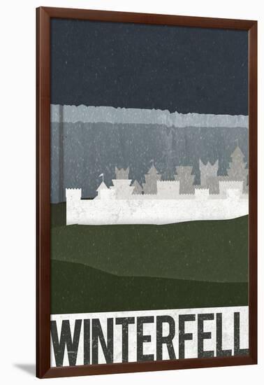 Winterfell Retro Travel Poster-null-Framed Art Print