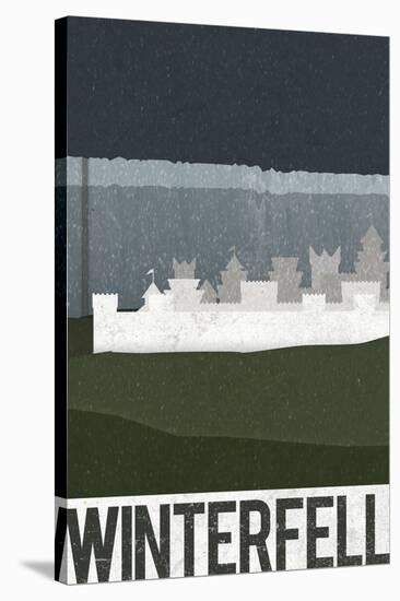 Winterfell Retro Travel Poster-null-Stretched Canvas