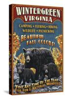 Wintergreen, Virginia - Black Bear Vintage Sign-Lantern Press-Stretched Canvas