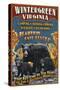 Wintergreen, Virginia - Black Bear Vintage Sign-Lantern Press-Stretched Canvas