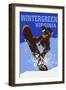 Wintergreen, Virginia - Colorblocked Snowboarder-Lantern Press-Framed Art Print