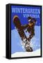 Wintergreen, Virginia - Colorblocked Snowboarder-Lantern Press-Framed Stretched Canvas