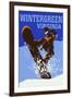 Wintergreen, Virginia - Colorblocked Snowboarder-Lantern Press-Framed Art Print