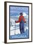 Wintergreen, Virginia - Skier Admiring View-Lantern Press-Framed Art Print