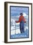 Wintergreen, Virginia - Skier Admiring View-Lantern Press-Framed Art Print