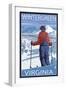 Wintergreen, Virginia - Skier Admiring View-Lantern Press-Framed Art Print