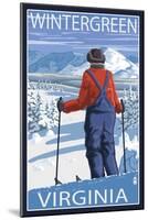 Wintergreen, Virginia - Skier Admiring View-Lantern Press-Mounted Art Print