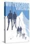 Wintergreen, Virginia - Skiers on Lift-Lantern Press-Stretched Canvas