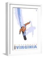 Wintergreen, Virginia, Stylized Snowboarder-Lantern Press-Framed Art Print