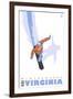 Wintergreen, Virginia, Stylized Snowboarder-Lantern Press-Framed Art Print