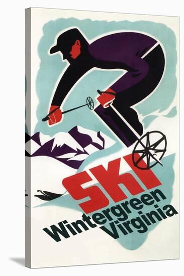 Wintergreen, Virginia - Vintage Skier-Lantern Press-Stretched Canvas