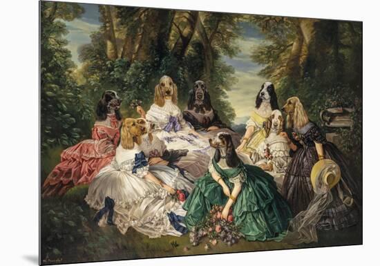 Winterhalter in Compiègne, the French Empress Eugénie and her ladies in charge-Thierry Poncelet-Mounted Premium Giclee Print