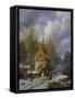 Winterlandschaft an Einer Kirche-Barend Cornelis Koekkoek-Framed Stretched Canvas